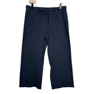 Frank & Eileen Black Cotton Wide Leg Cropped Sweatpants Women's Size M cozy